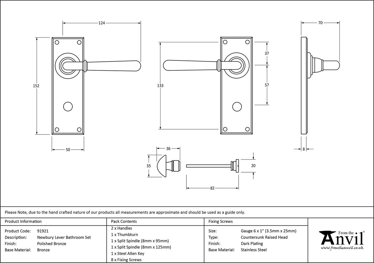 NEWBURY LEVER HANDLE BATH 124x152x70 PBZ - 91921 by MARCHES (ANVIL) ARCHITECTURAL HARDWARE