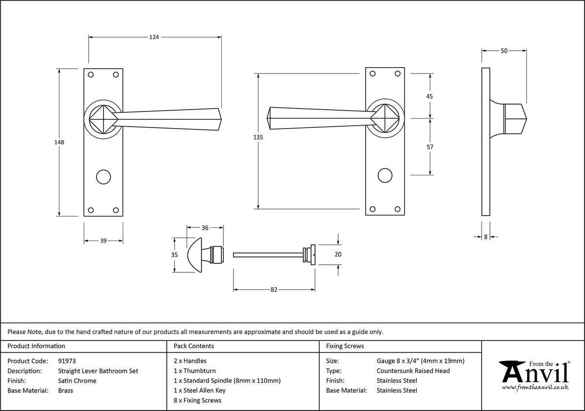 STRAIGHT LEVER HANDLE BATH 124x148x50 SCP - 91973 by MARCHES (ANVIL) ARCHITECTURAL HARDWARE