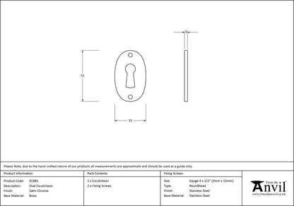 ESCUTCHEON OVAL 51x31x2.5 SCP - 91985 by MARCHES (ANVIL) ARCHITECTURAL HARDWARE