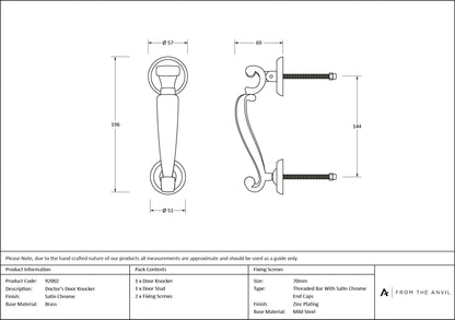 DOCTOR'S DOOR KNOCKER 57x196x69 SCP - 92002 by MARCHES (ANVIL) ARCHITECTURAL HARDWARE