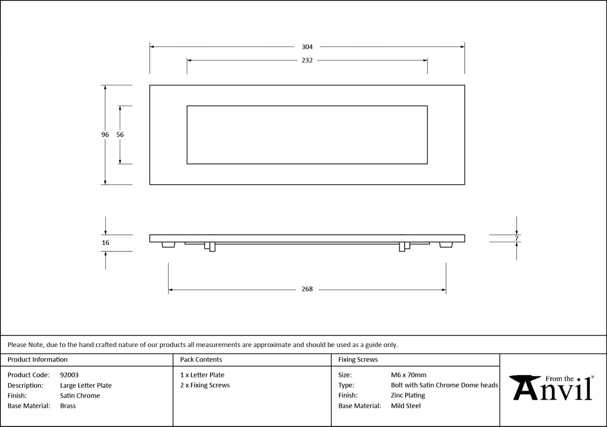 LETTER PLATE 324x108x4 SCP - 92003 by MARCHES (ANVIL) ARCHITECTURAL HARDWARE