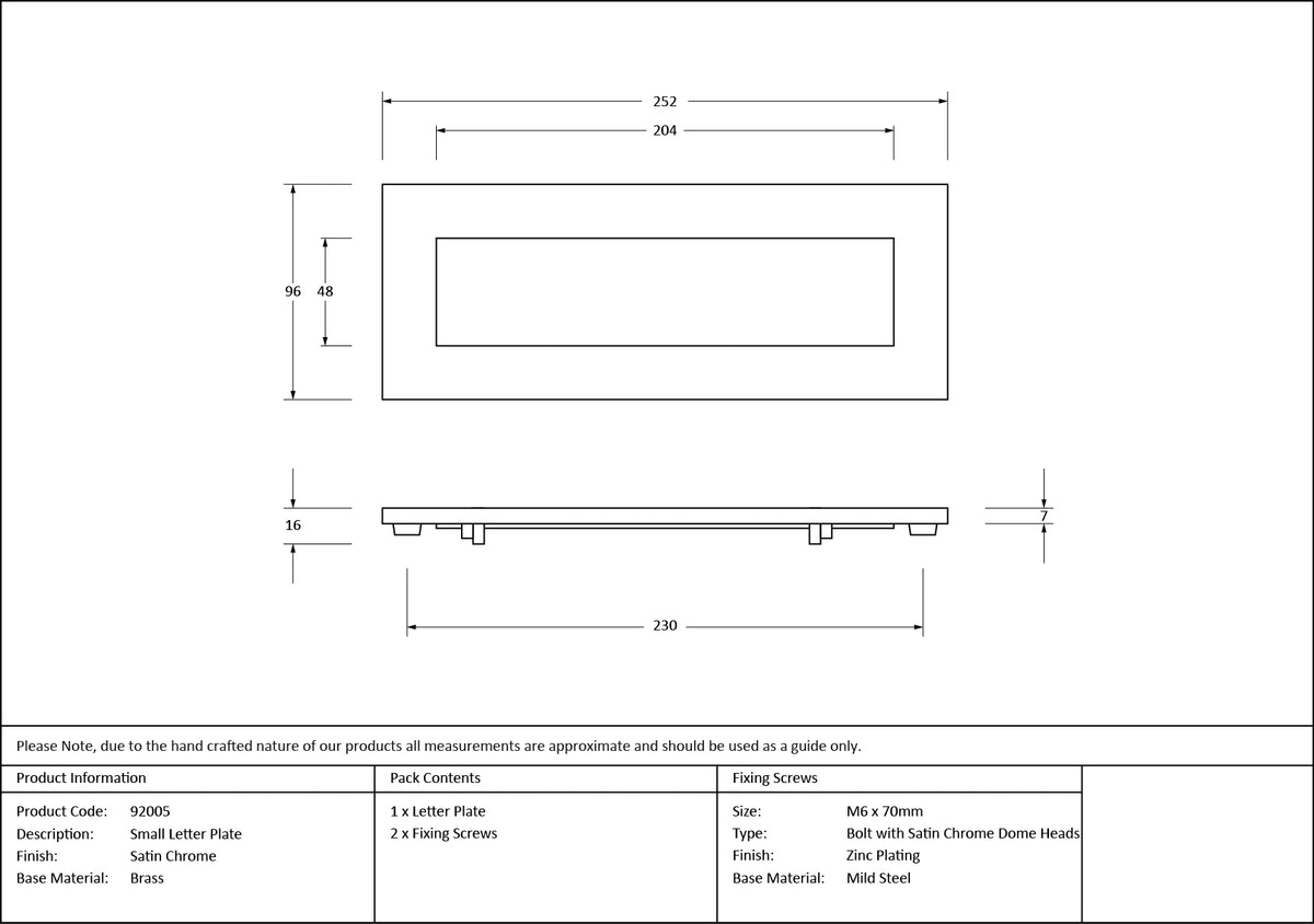 LETTER PLATE 252x096x7 SCP - 92005 by MARCHES (ANVIL) ARCHITECTURAL HARDWARE