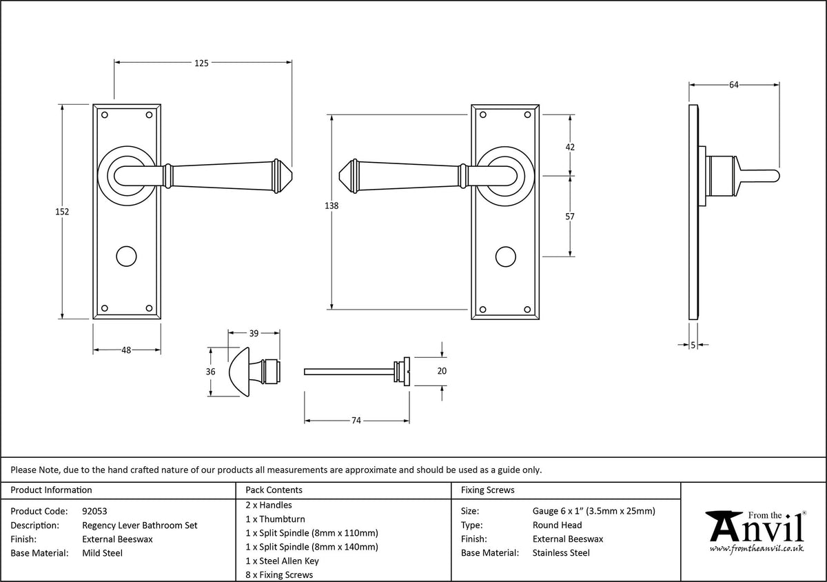 REGENCY LEVER HANDLE BATH 125x152x64 EBX - 92053 by MARCHES (ANVIL) ARCHITECTURAL HARDWARE