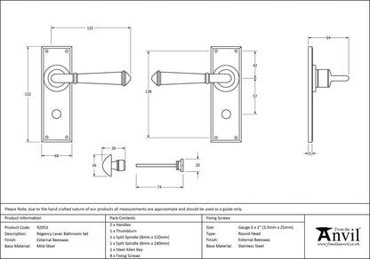 REGENCY LEVER HANDLE BATH 125x152x64 EBX - 92053 by MARCHES (ANVIL) ARCHITECTURAL HARDWARE