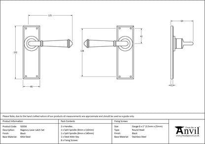 REGENCY LEVER HANDLE LATCH 125x152x64 BLK - 92058 by MARCHES (ANVIL) ARCHITECTURAL HARDWARE