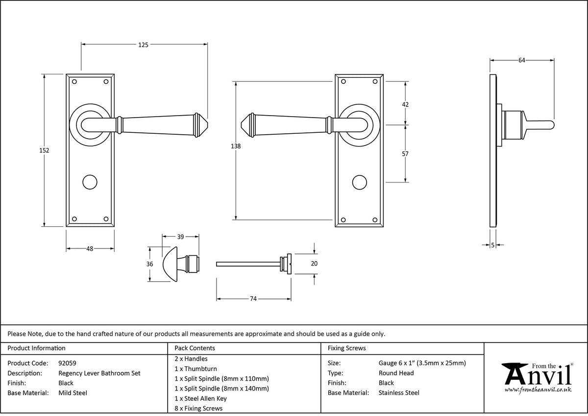 REGENCY LEVER HANDLE BATH 125x152x64 BLK - 92059 by MARCHES (ANVIL) ARCHITECTURAL HARDWARE