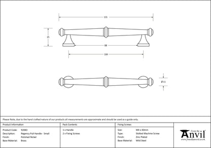 REGENCY PULL HANDLE 104HC 12x131x25 PNP - 92083 by MARCHES (ANVIL) ARCHITECTURAL HARDWARE
