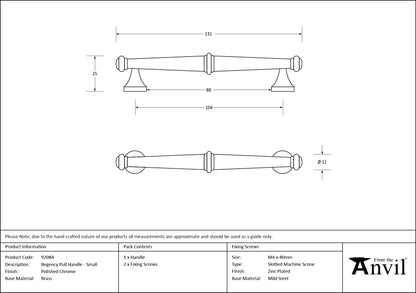 REGENCY PULL HANDLE 104HC 12x131x25 PCP - 92084 by MARCHES (ANVIL) ARCHITECTURAL HARDWARE