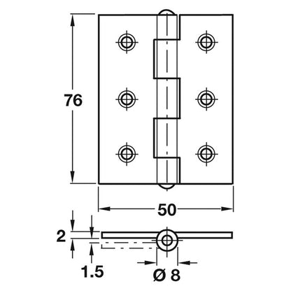 BUTT HINGE 76x50x2 SSS