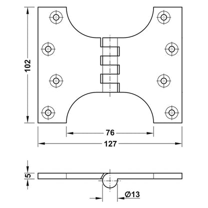 PARLIAMENT HINGE 127x102 BRS/POL