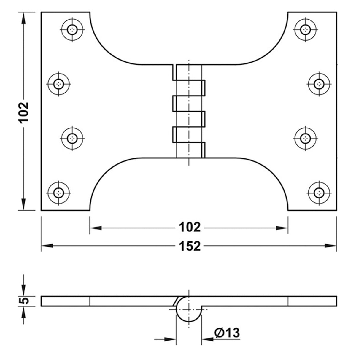 PARLIAMENT HINGE 152x102 BRS/SCP