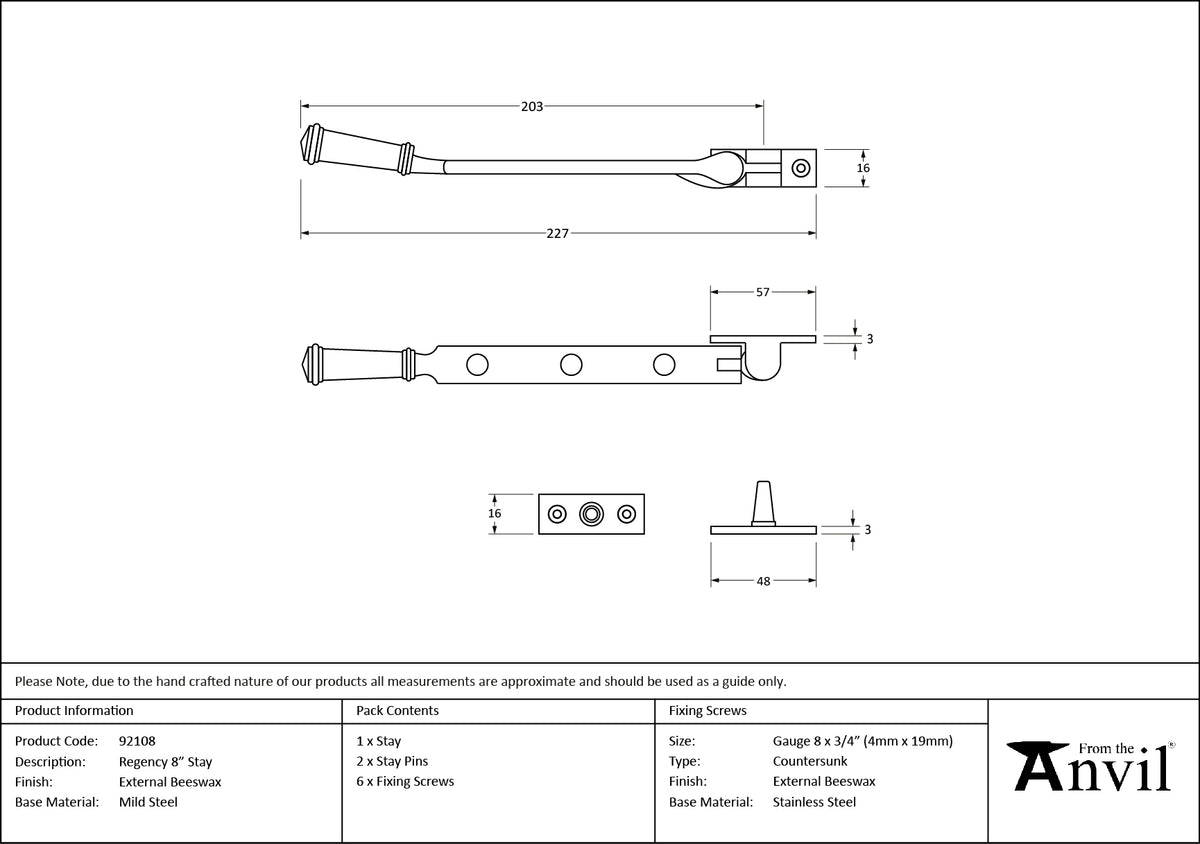 REGENCY STAY 203 225x15x54 EBX - 92108 by MARCHES (ANVIL) ARCHITECTURAL HARDWARE