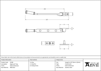 REGENCY STAY 203 225x15x54 EBX - 92108 by MARCHES (ANVIL) ARCHITECTURAL HARDWARE