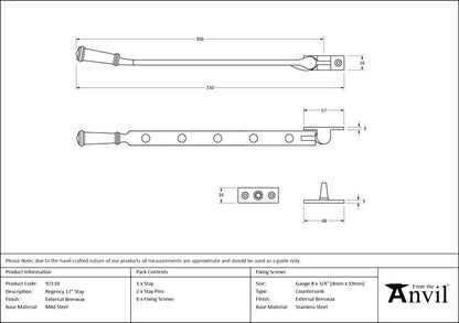 REGENCY STAY 305 323x15x54 EBX - 92110 by MARCHES (ANVIL) ARCHITECTURAL HARDWARE