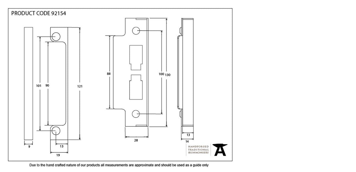 HORIZONTAL 3LEVER SASH LOCK/LATCH REBATE KIT 130x28x14 BLK - 92154 by MARCHES (ANVIL) ARCHITECTURAL HARDWARE
