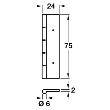 DUMMY HINGE 75x24x2 BRS/MBK