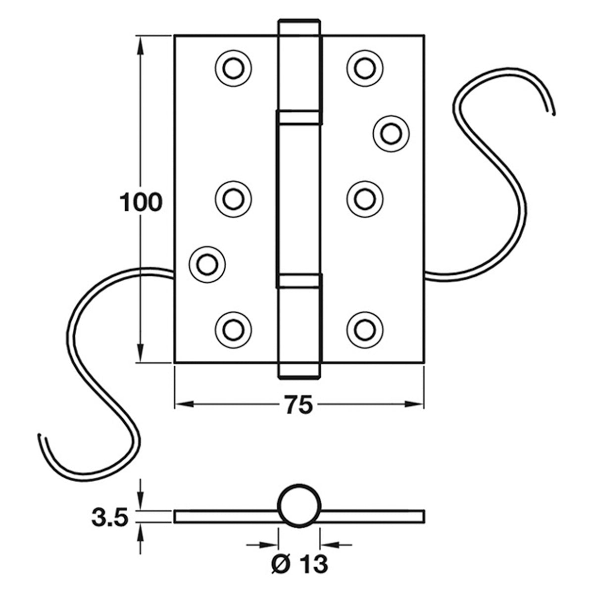 CONDUCTOR HINGE C2 100x75x3.5 COP