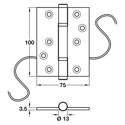 CONDUCTOR HINGE C2 100x75x3.5 COP