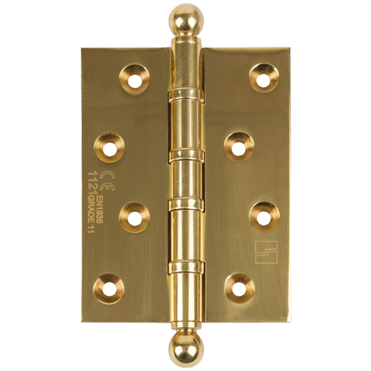 Ball Bearing Butt Hinge Ball Finial Intumescent 100x75x6mm Polished Brass