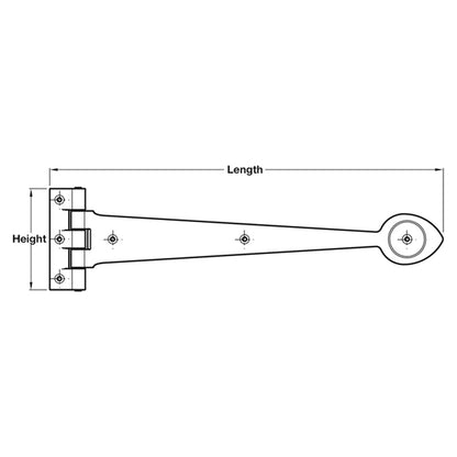 STRAP HINGE ARROW 460x100 IR/BLK
