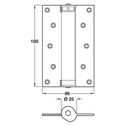 SPRING HINGE SA 96x150 35KG ST/SLV