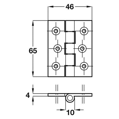 BUTT HINGE CAST IRON 65x46x10 BLK