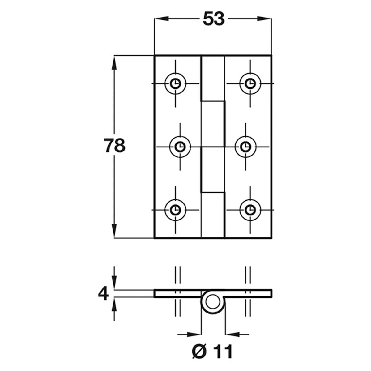 BUTT HINGE CAST IRON 78x53x5 BLK