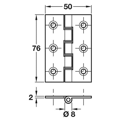 DSSW BUTT HINGE 76x50 STST/SSS