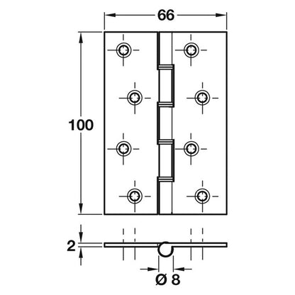 DSSW BUTT HINGE 100x66 STST/SSS