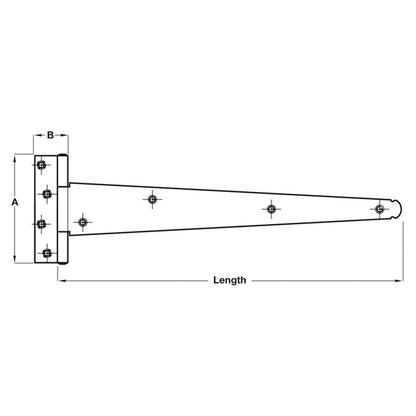 TEE HINGE MED PAT 305x100 ST/BLK