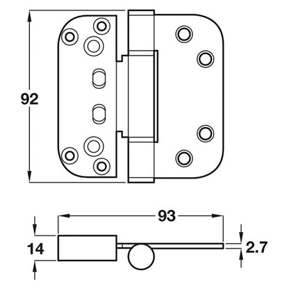 3D ADJUSTABLE HINGE 92x93 SILVER