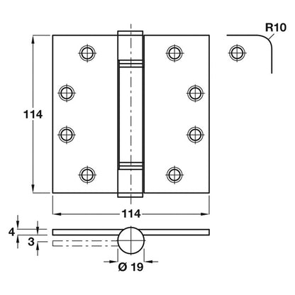 PHOENIX LM BUTT HNG 114x114 SQU PSS