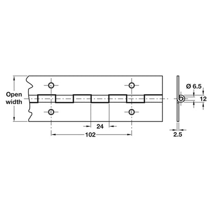 CONTINUOUS HINGE 2000x76 ST/ST