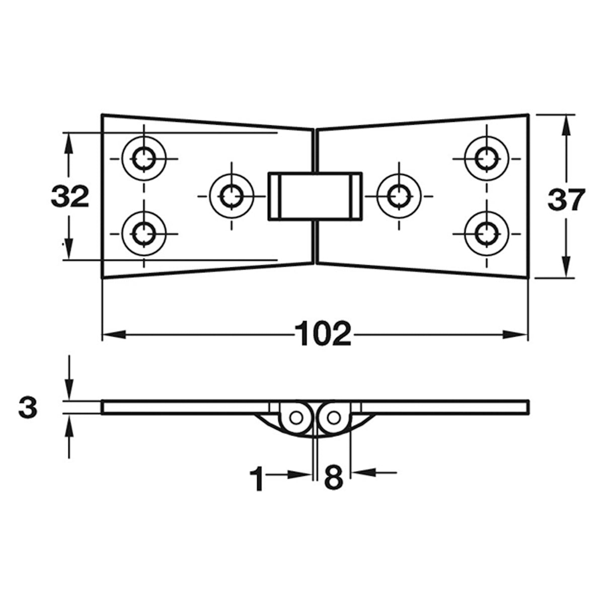 COUNTERFLAP HINGE 102x37 BRS/SCP