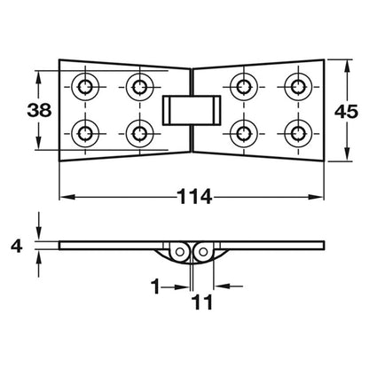 COUNTERFLAP HINGE 114x45 BRS/ABZ