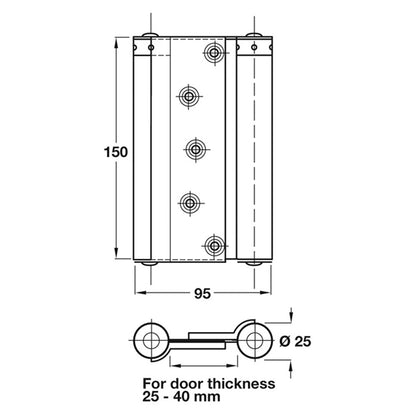 SPRING HINGE DA 95x150 35KG ST/SIL