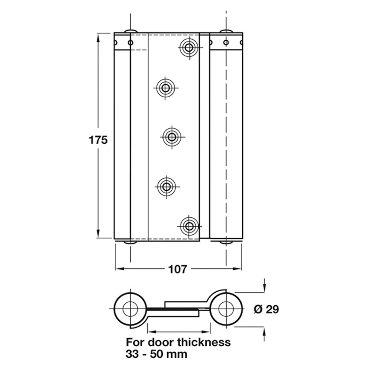 SPRING HINGE DA 107x175 45KG ST/ST