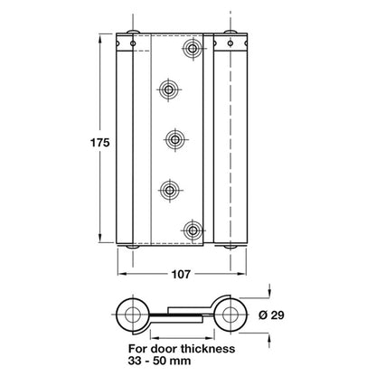 SPRING HINGE DA 107x175 45KG ST/ST