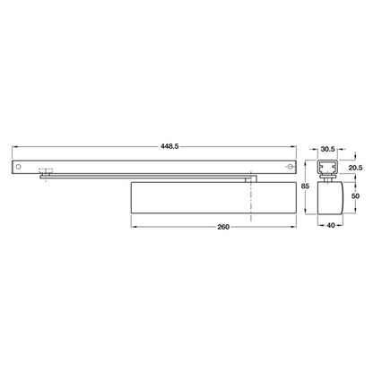 DOOR CLOSER O/H TS3000B SILVER