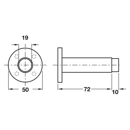 DOOR STOP WALL MOUNT D50x82 PSS/RB