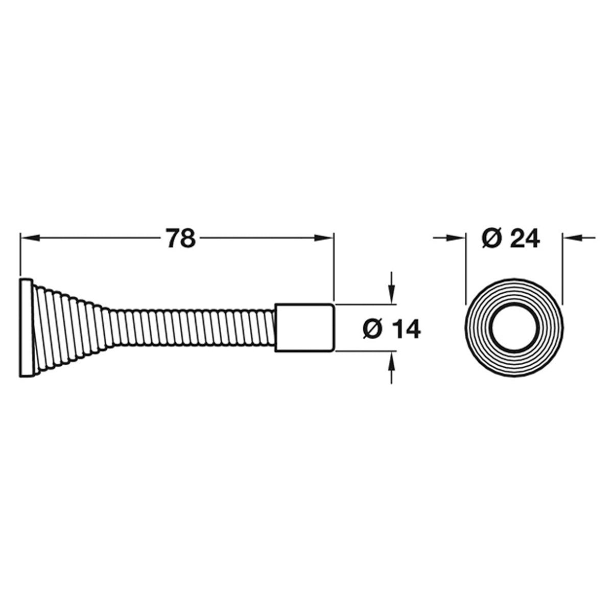 SPRING DOOR STOP D25x81 ST/ZP