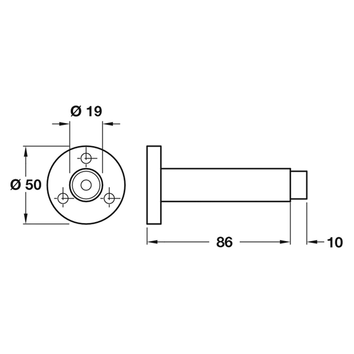 DOOR STOP CONC WALL D50x96 SSS