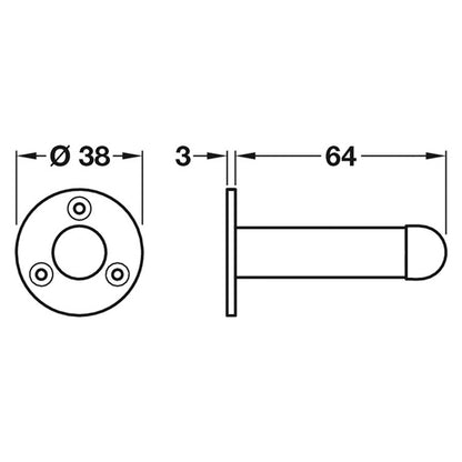 DOOR STOP PROJ WALL D38x64 ZA/SNI