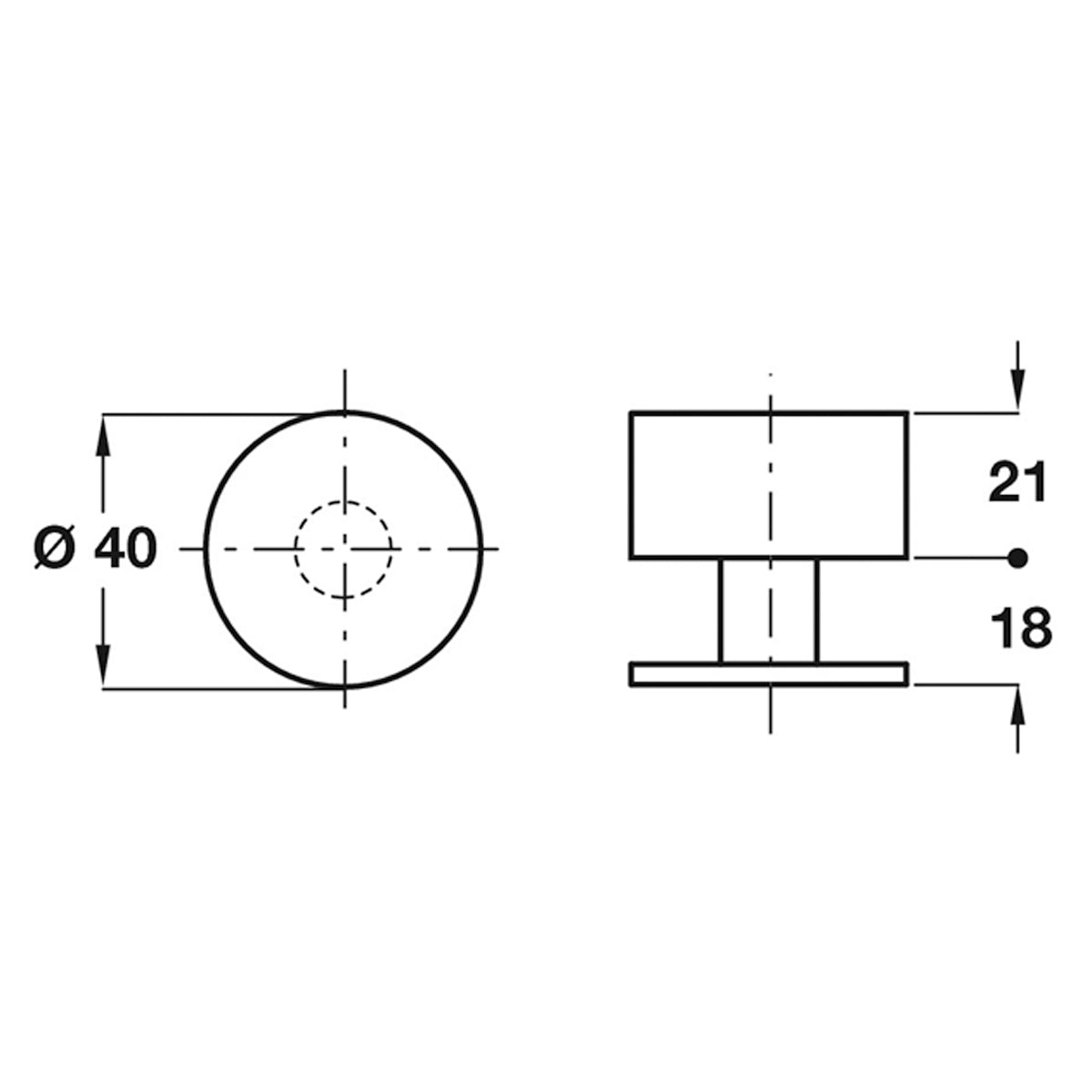 DOOR STOP FLOOR MOUNT D40x40 SSS