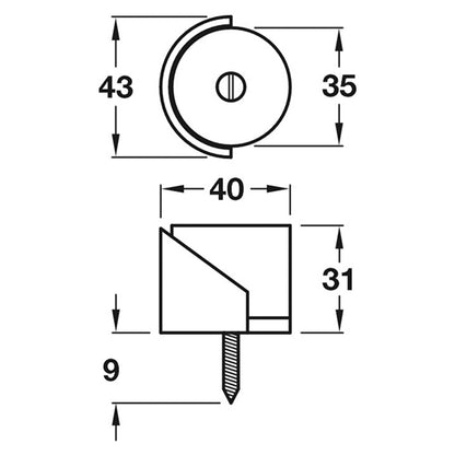 DOOR STOP FLOOR D43x30 ALU/SAA