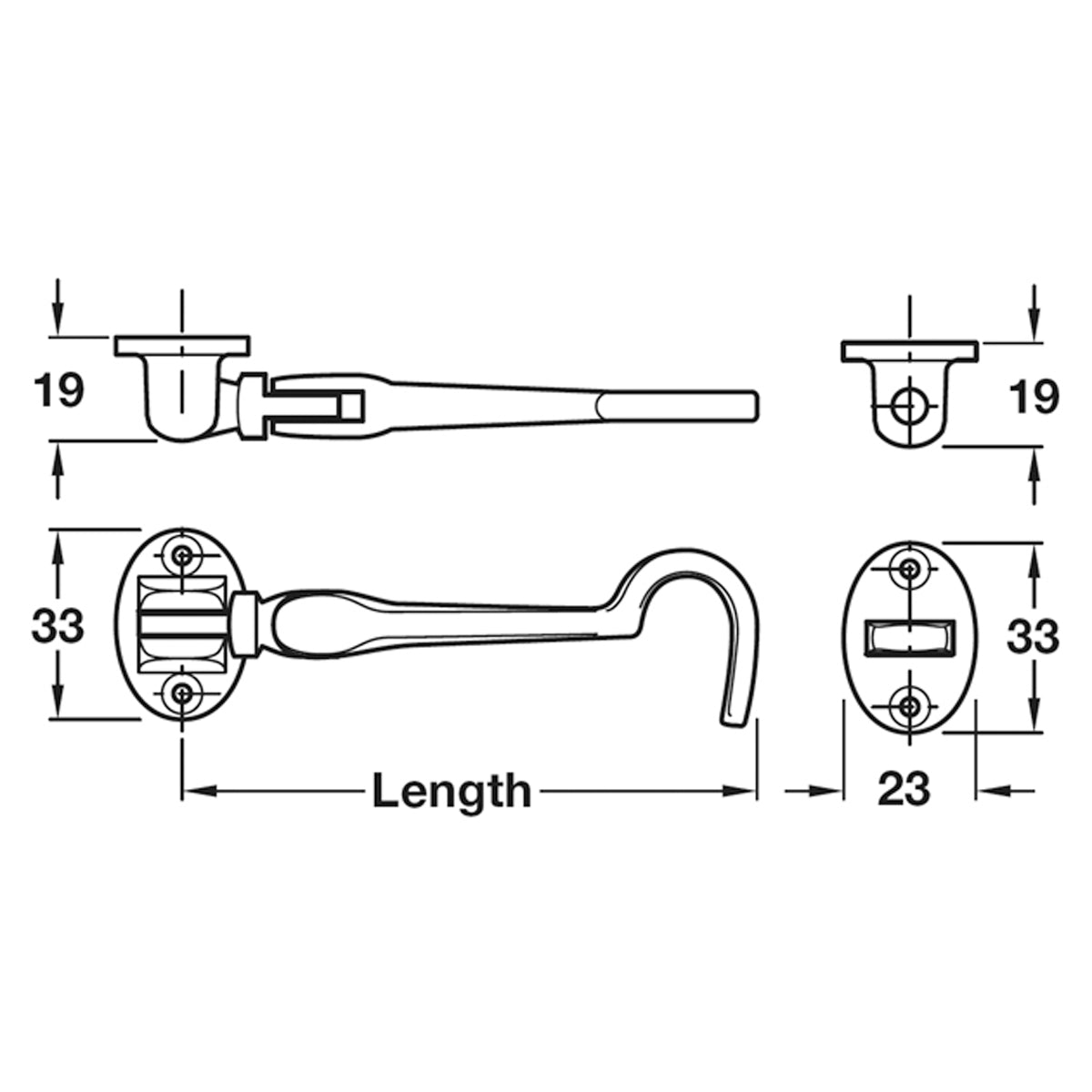 CABIN HOOK STD PATTERN 153 BRS/STD
