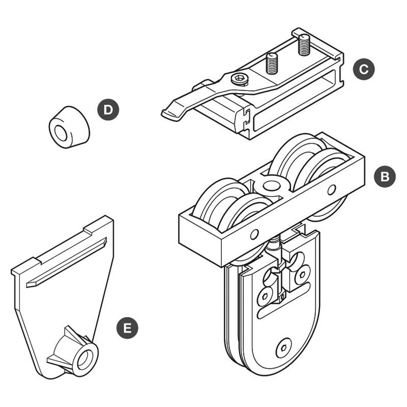 HAWA JUNIOR160/GP FITTING SET 1DOOR