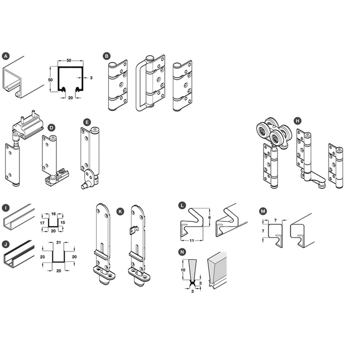 SLIDOFOLD 100U SET 3L 3R by HAFELE UK LTD
