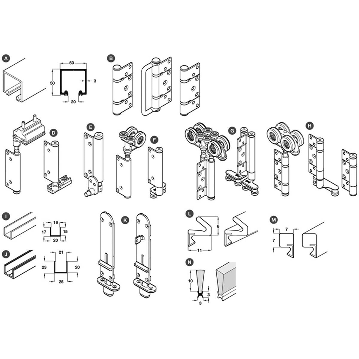 SLIDOFOLD 100U SET 4L 2R by HAFELE UK LTD