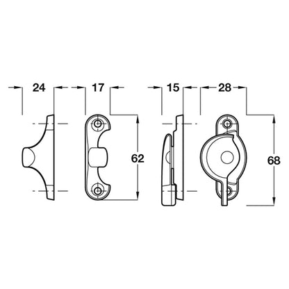 SASH FASTENER FITCH ECONOMY ZA/BZP